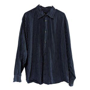 Calvin Klein Men's Button Down Shirt, Size XXL, 100% Cotton, Blue Black Check